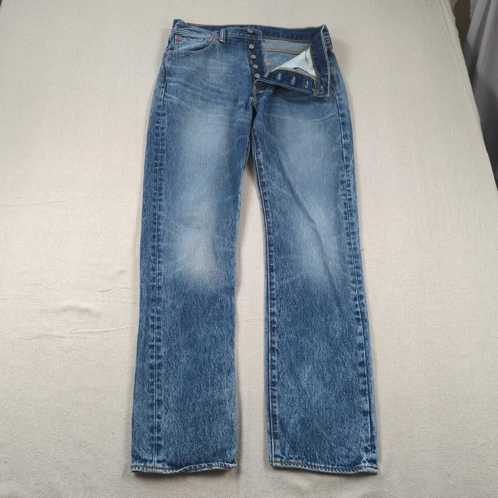 Levis 501 Jeans Mens 32x32 Blue Button Fly Classic American Western Acid Wash